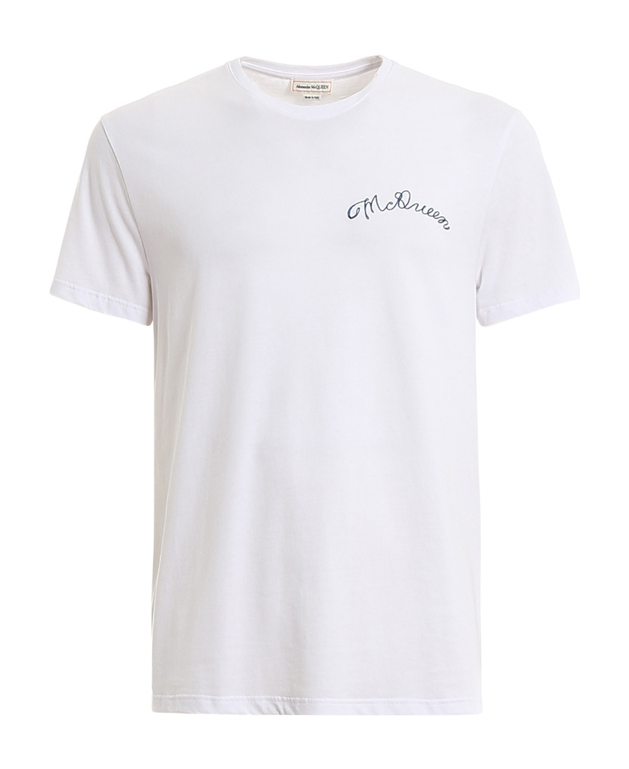 Alexander Mcqueen Round-necked Logo T-shirt In White