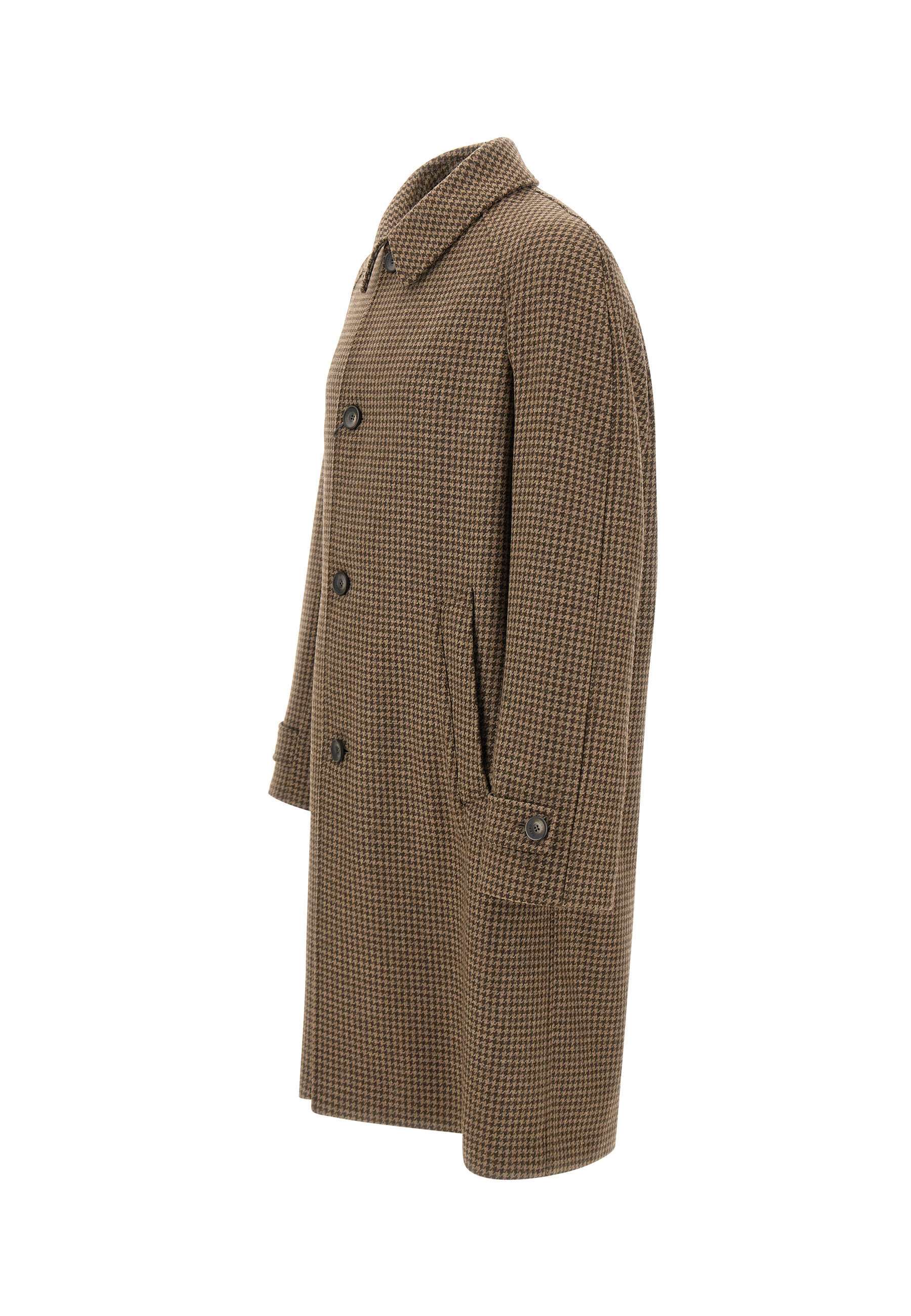 Herno Coat In Houndstooth Melton In Brown