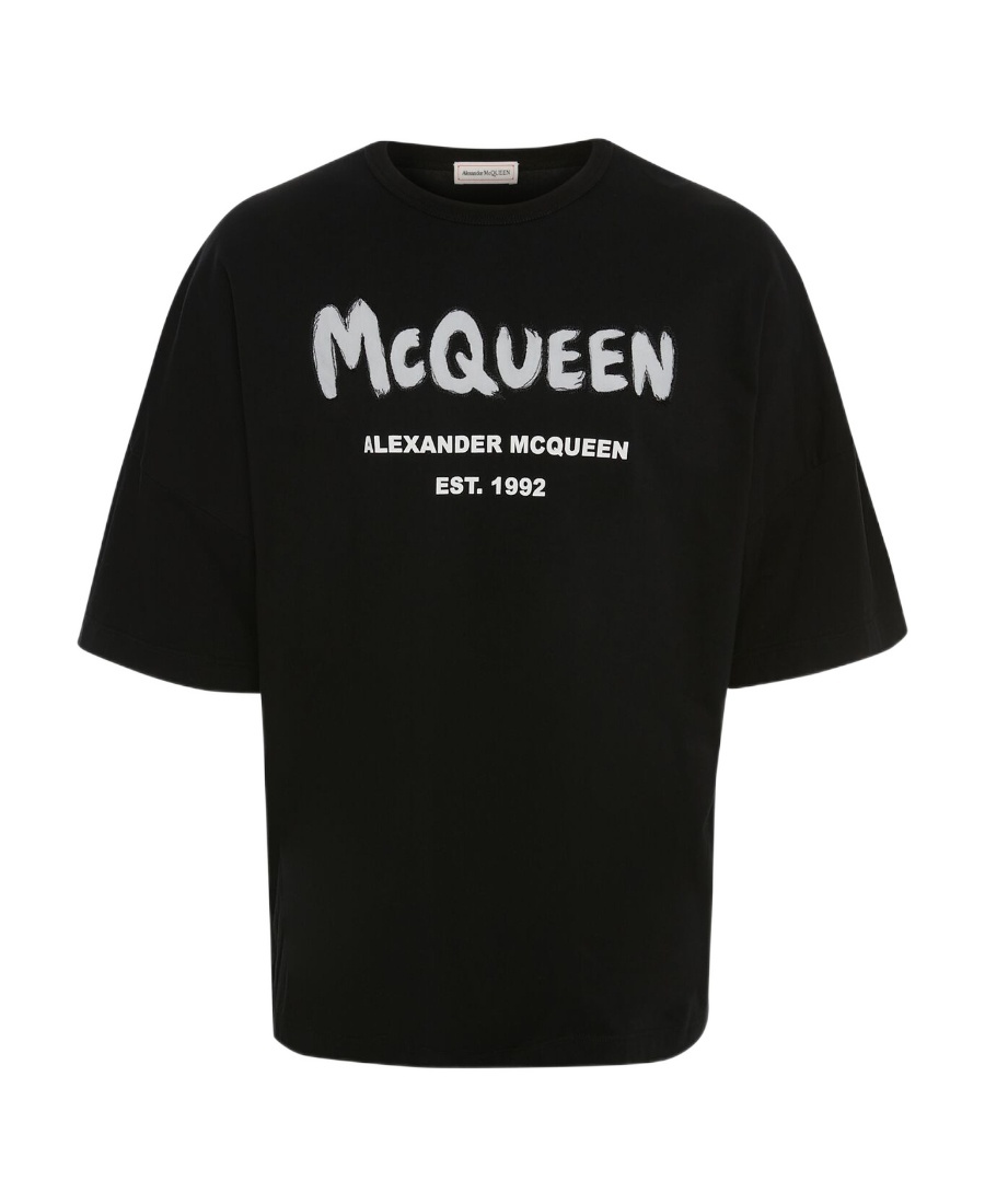 Alexander Mcqueen Mcqueen Graffiti Logo-print T-shirt In Black