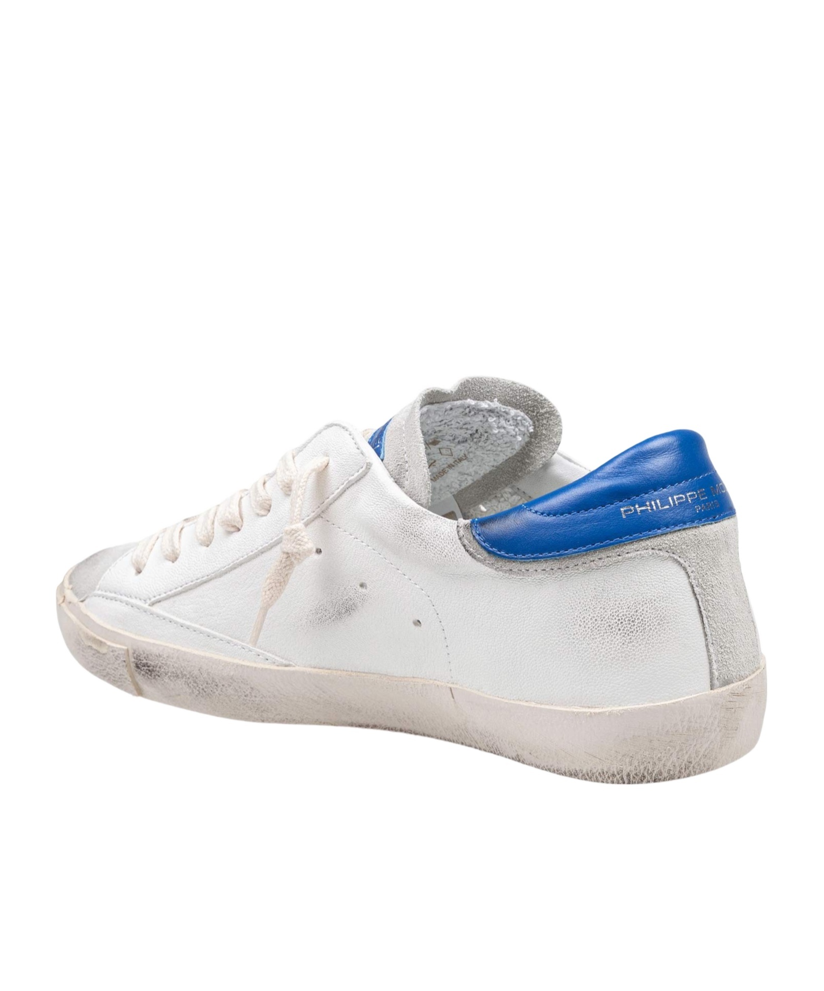 Philippe Model Prsx Low Sneakers In Leather Color White And Bluette In White