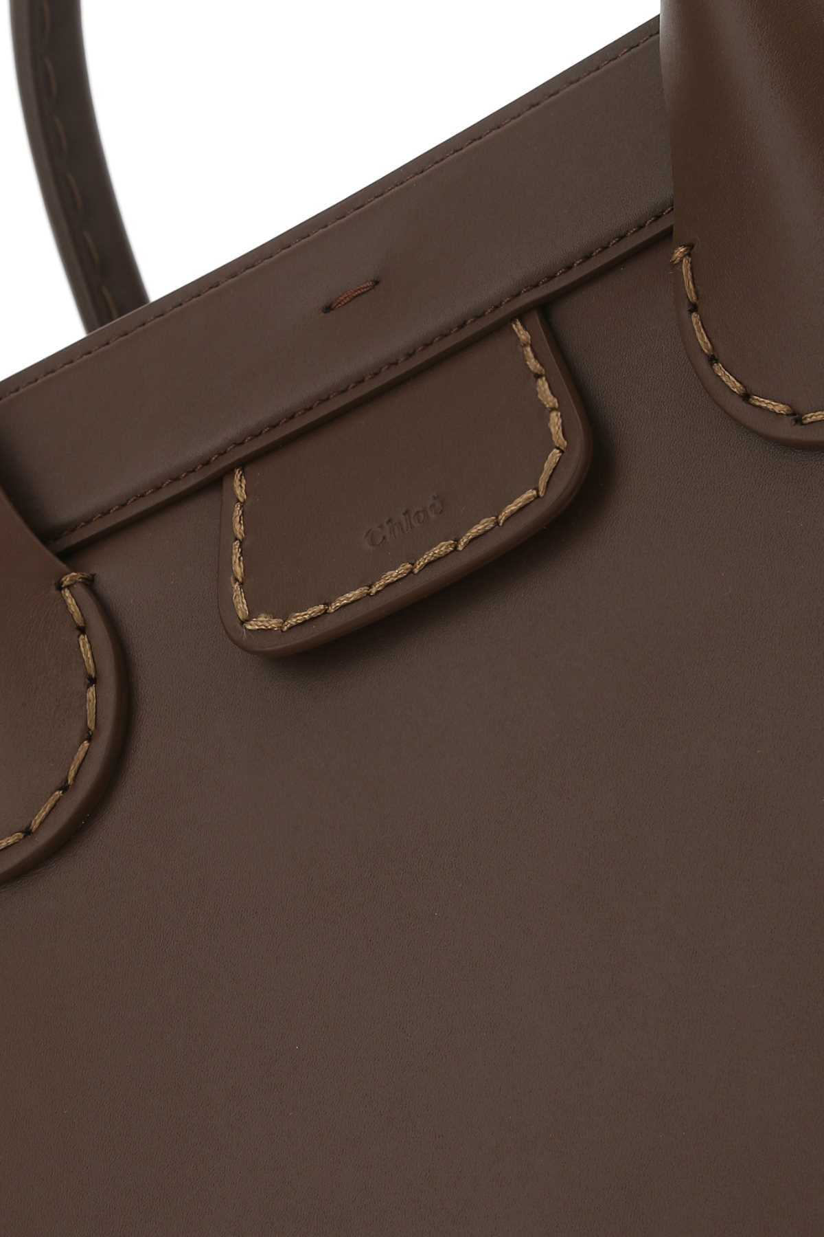 Chloé Structured Twin Handle Bag With Contrast Stitching In Green