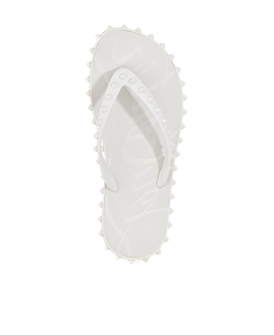 Christian Louboutin Super Loubi Flip Flops In White