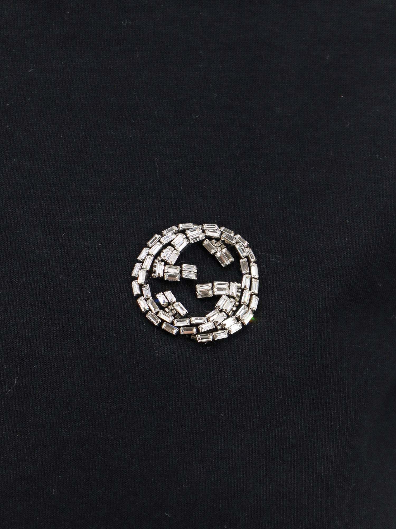Gucci Crystal-interlocking G T-shirt In Black