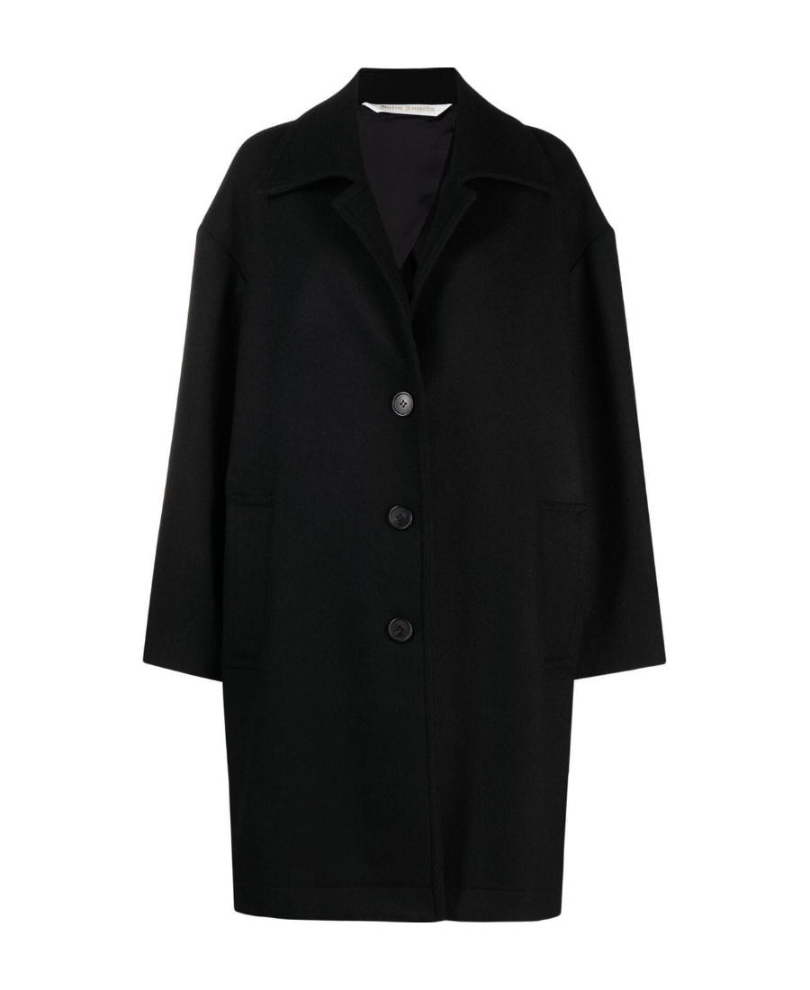 Palm Angels Logo-print Single-breasted Coat In Black