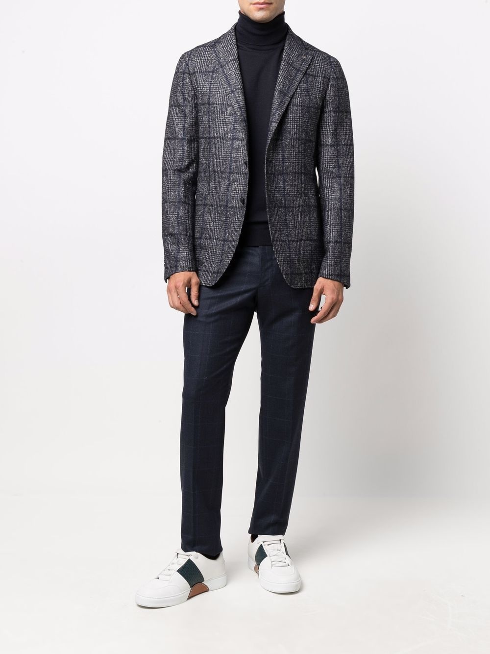 Tagliatore Checkered Suit Jacket In Black