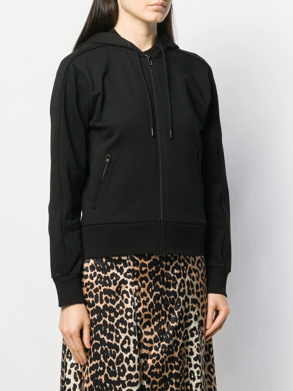 Kenzo Rear Logo Print Zipped Hoodie In Black