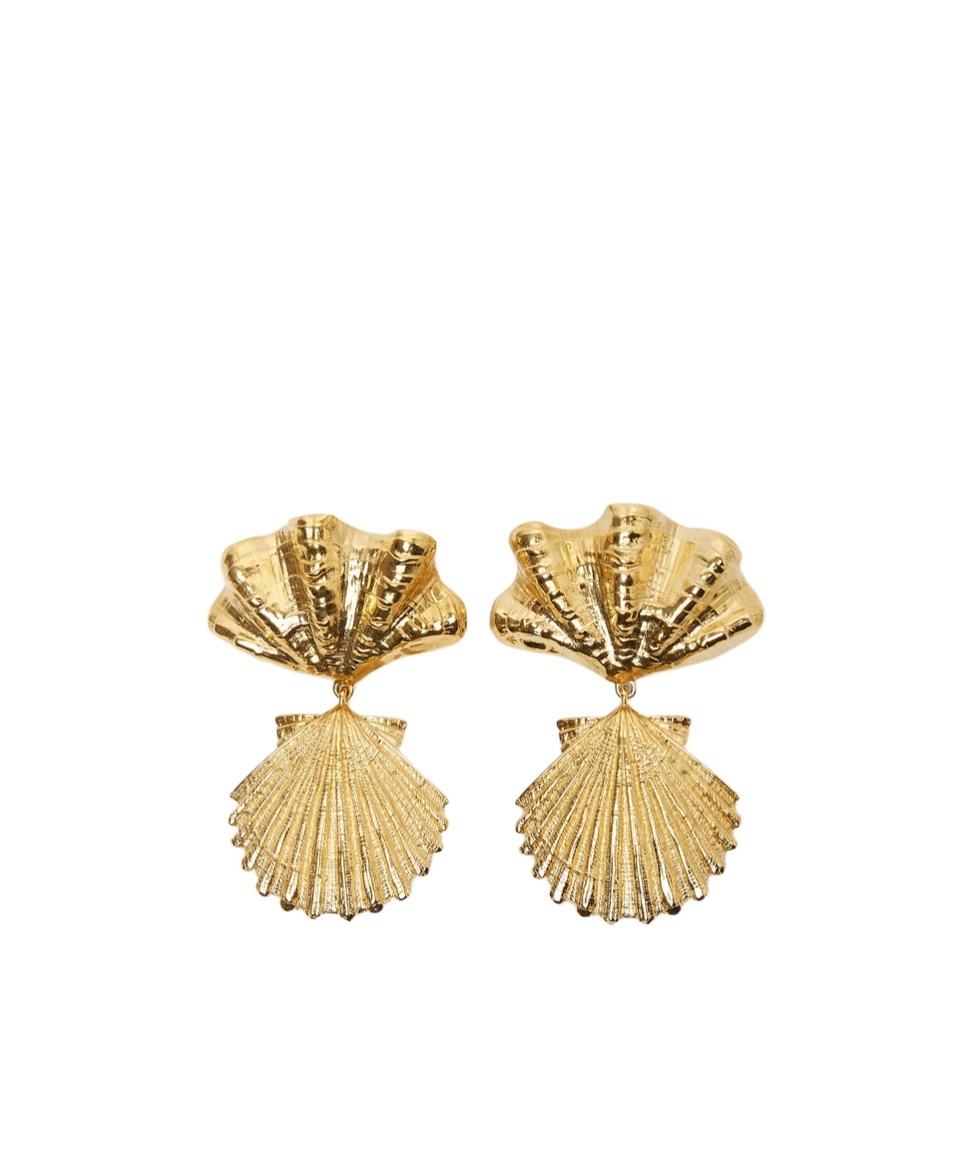 Chloé Shells Earrings In Vintage Gold In Gold