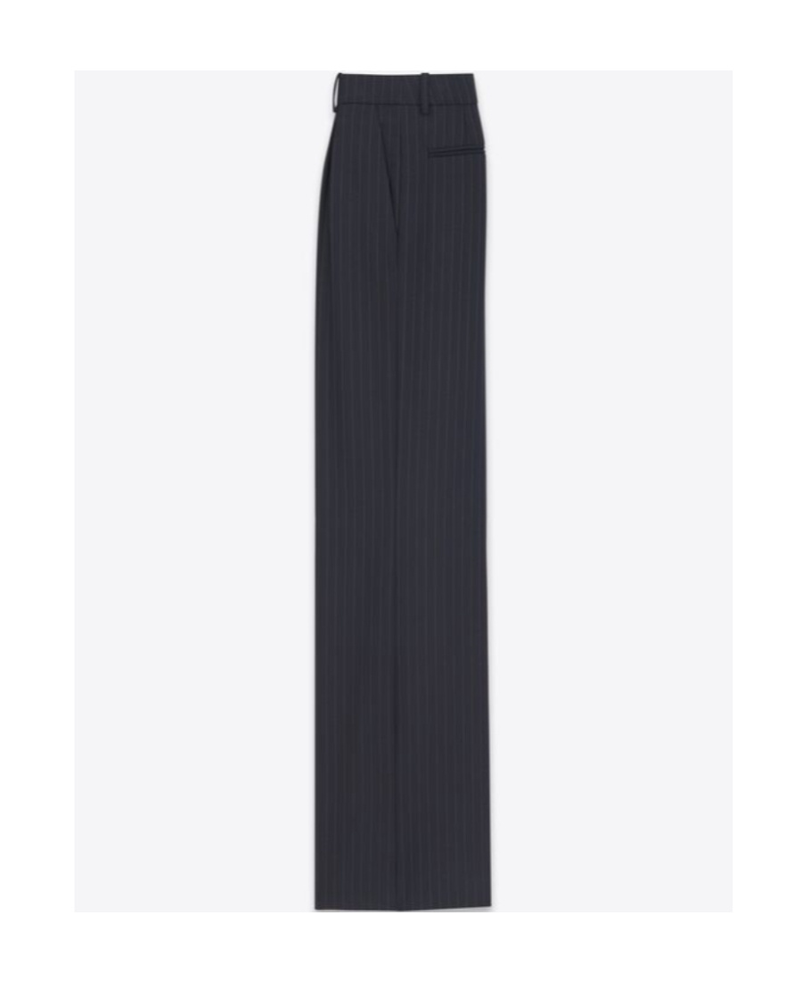 Saint Laurent High-waist Pinstripe Trousers In Blue