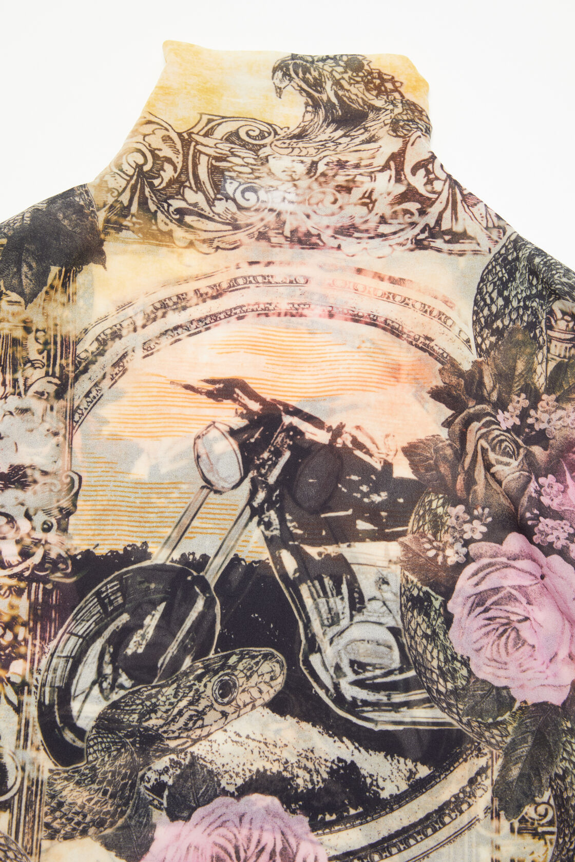 Acne Studios Multicolor Printed Turtleneck In Nude