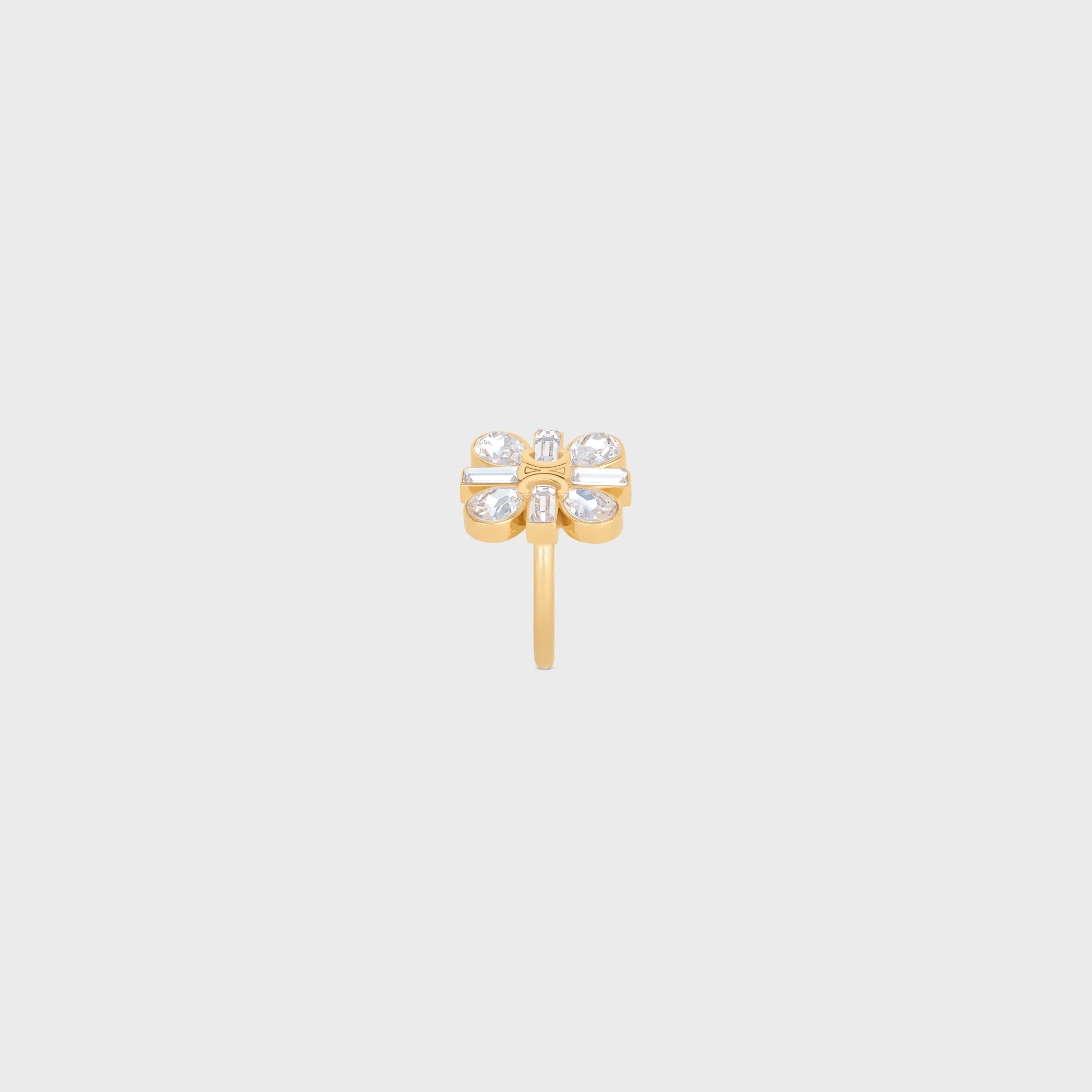 Celine Daisy Ring In Strass And Brass With Gold Finish In Gold