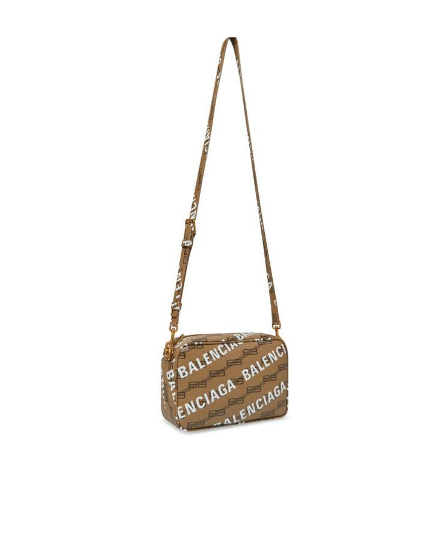 Balenciaga Logo-print Camera Bag In Brown