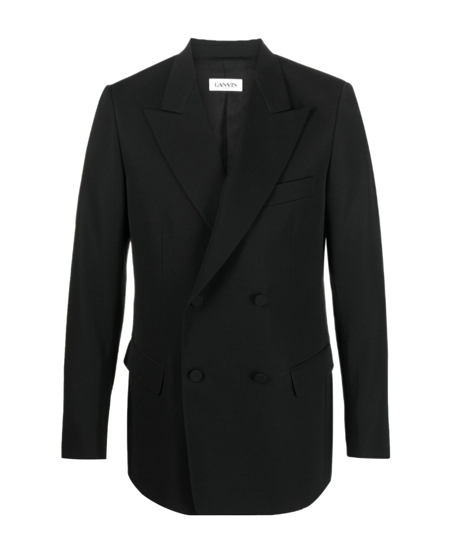Lanvin Double-breasted Peak Lapel Blazer In Black