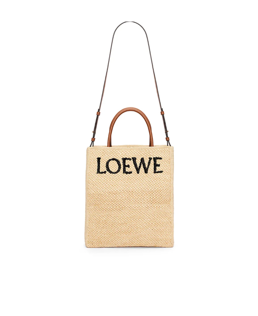 Loewe Standard A4 Raffia Tote Bag In Nude