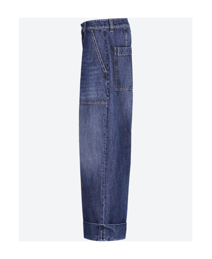 Bottega Veneta Pressed-crease Cropped Jeans In Blue