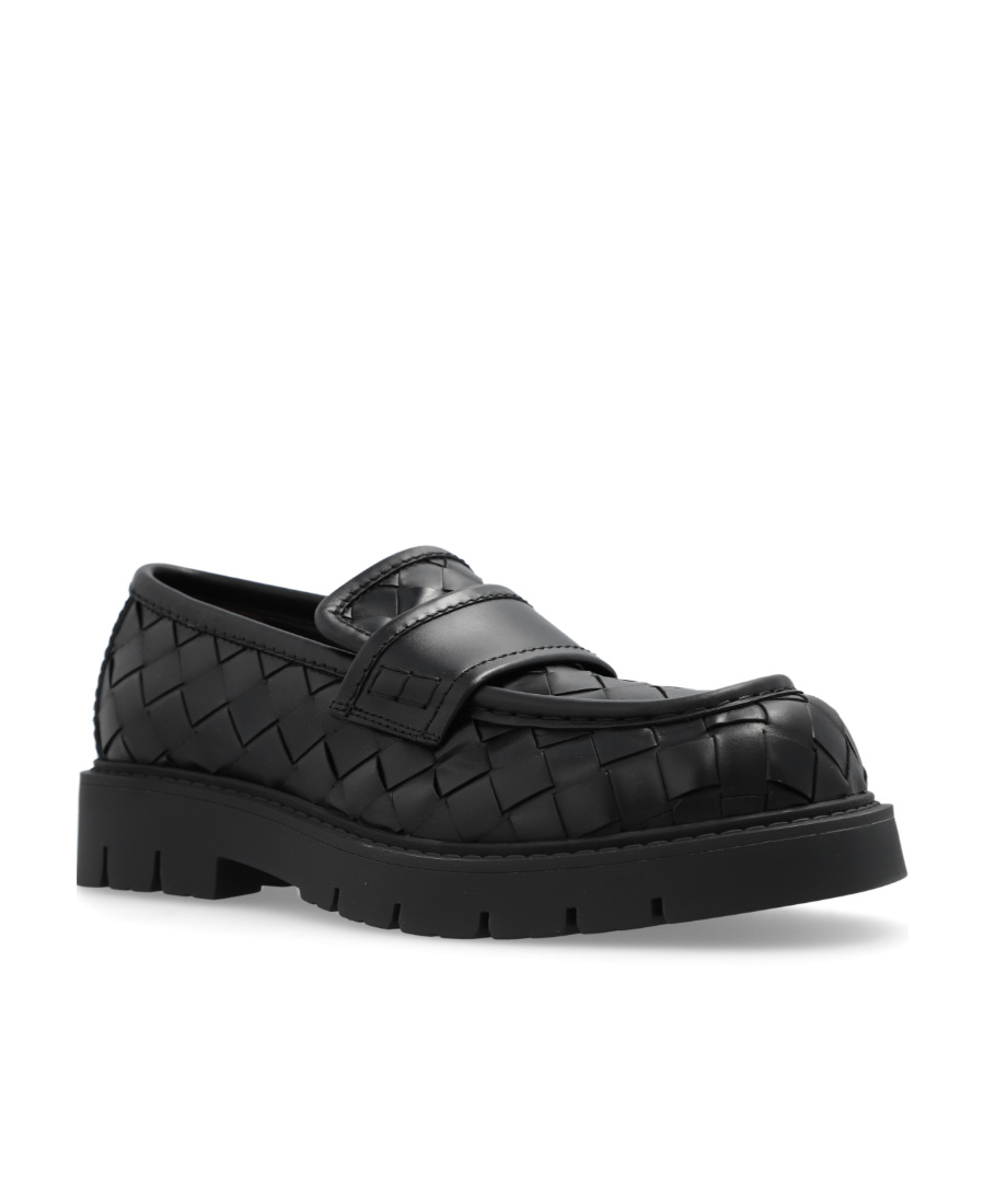 Bottega Veneta Haddock Intrecciato Leather Loafers In Black