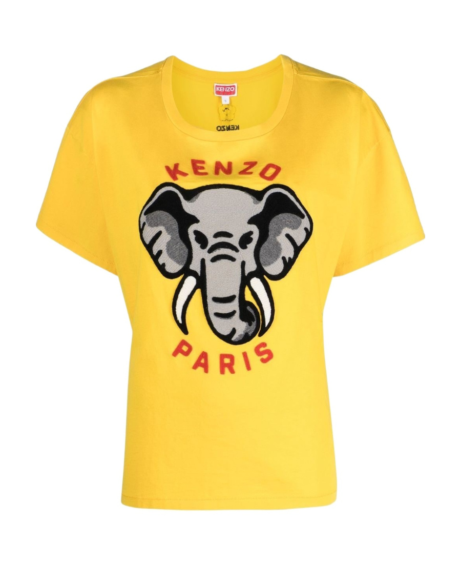Shop Kenzo ' Éléphant' Casual T-shirt In Yellow