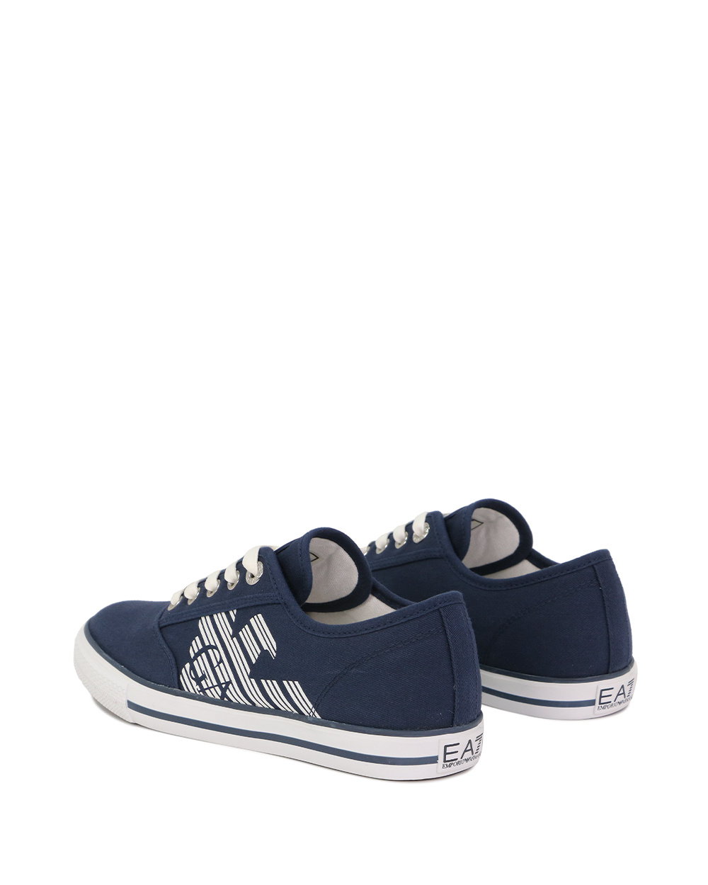 Ea7 Logo Strapped Casual Sneakers In Blue