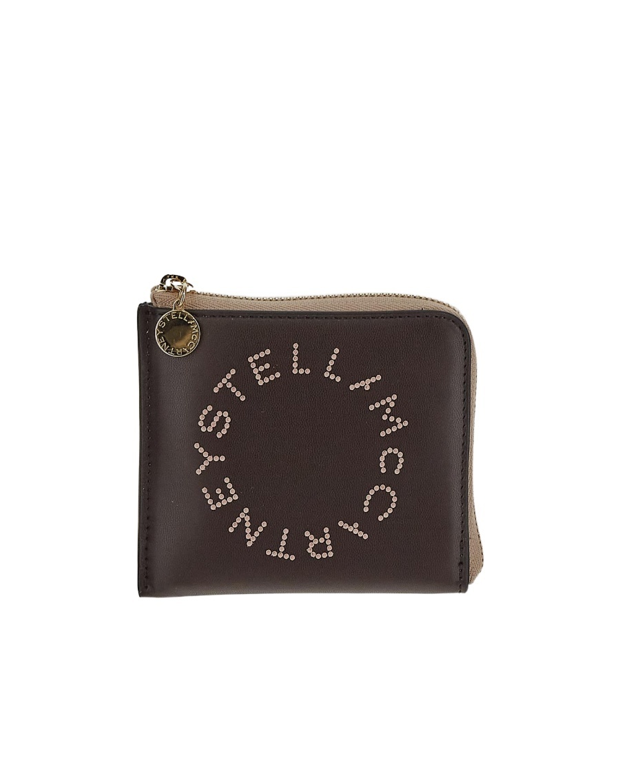 Stella Mccartney Logo Perforated Card Holder In Black