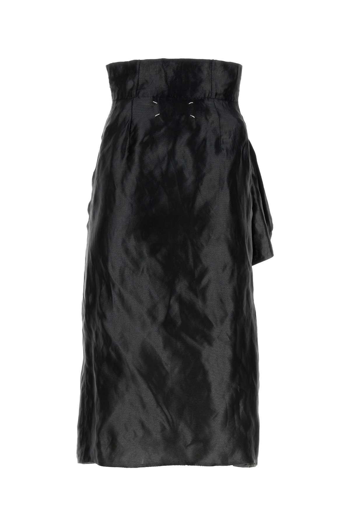 Maison Margiela Asimmetryc Longuette Skirt With Bows In Black