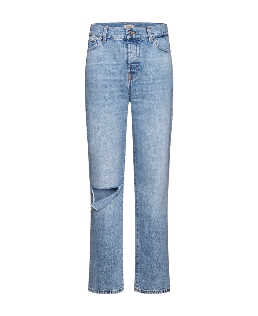 7 For All Mankind X Chiara Biasi Low-rise Straight-leg Jeans In Blue