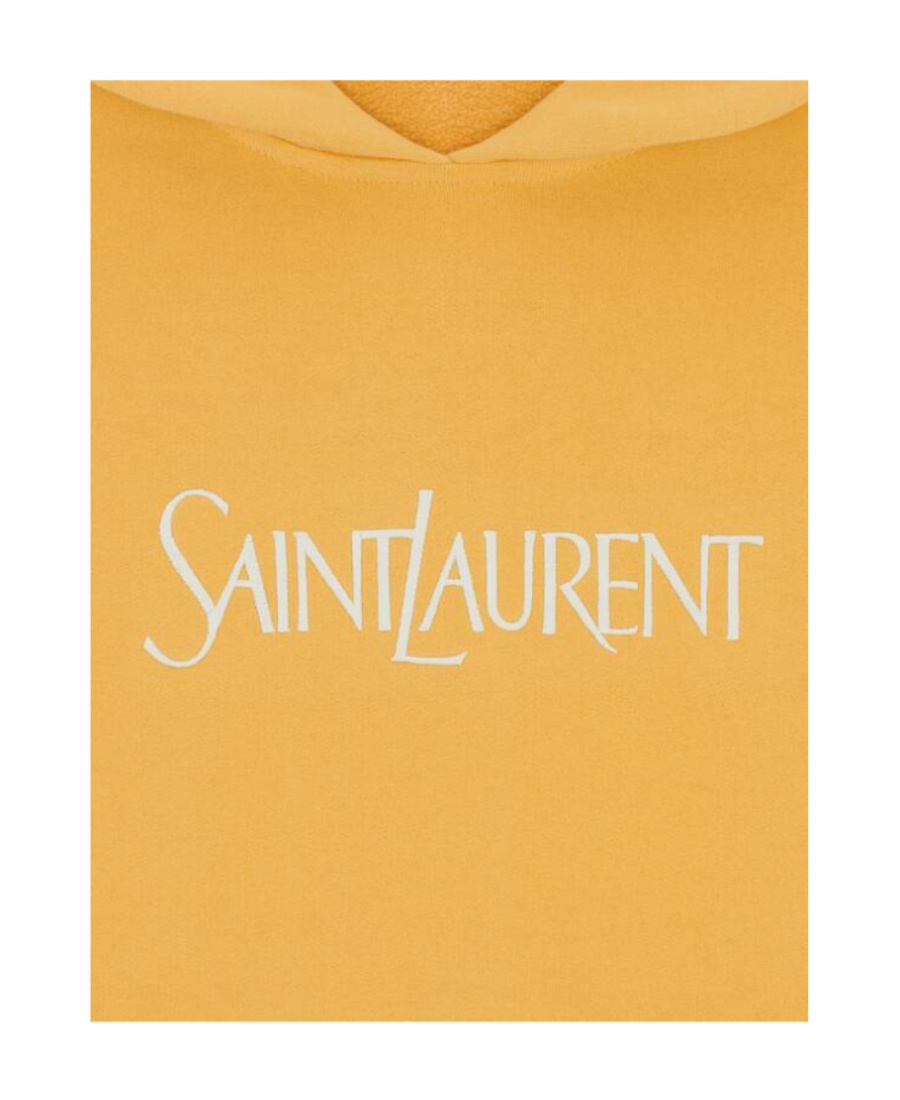 Saint Laurent Biologic Cotton Oversize Sweatshirt With Embroidered Logo In Yellow