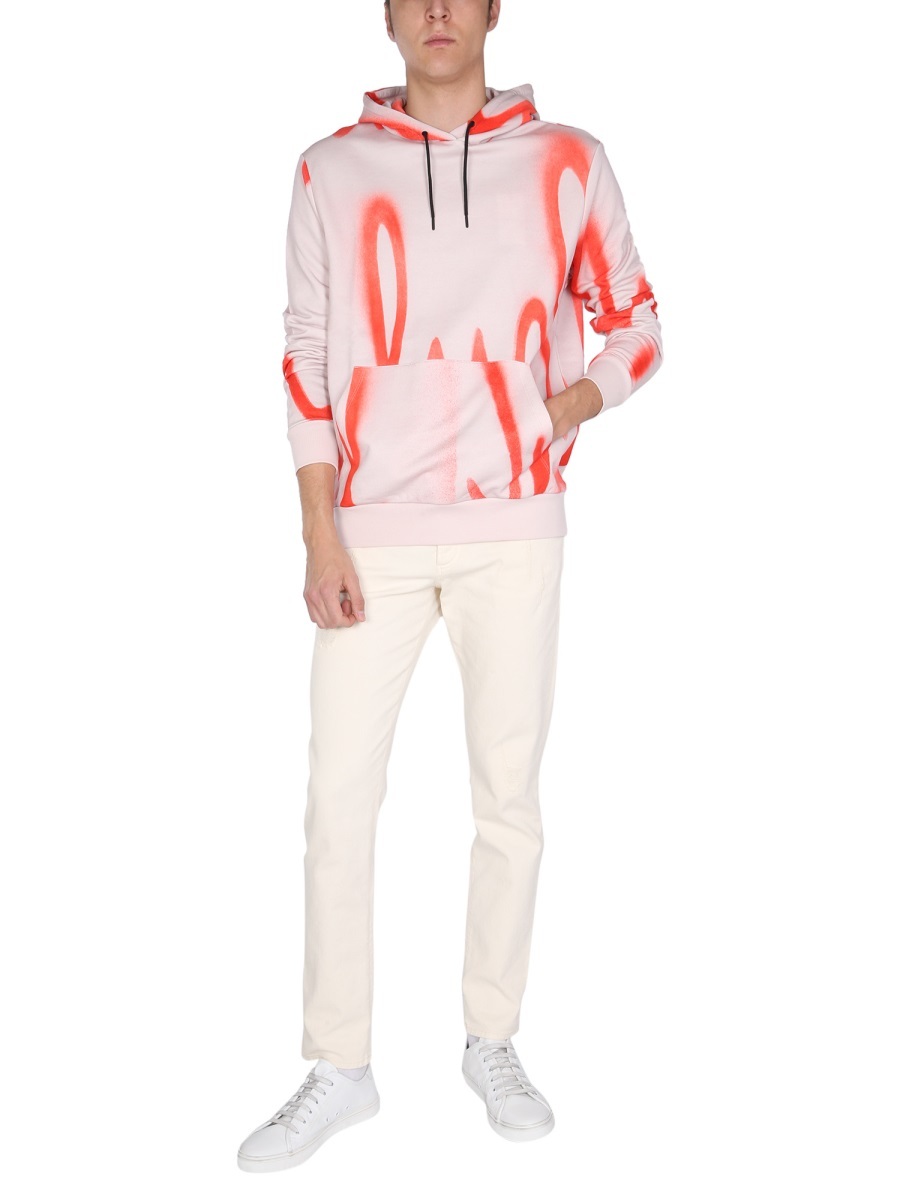Paul Smith Logo-print Drawstring Hoodie In Pink