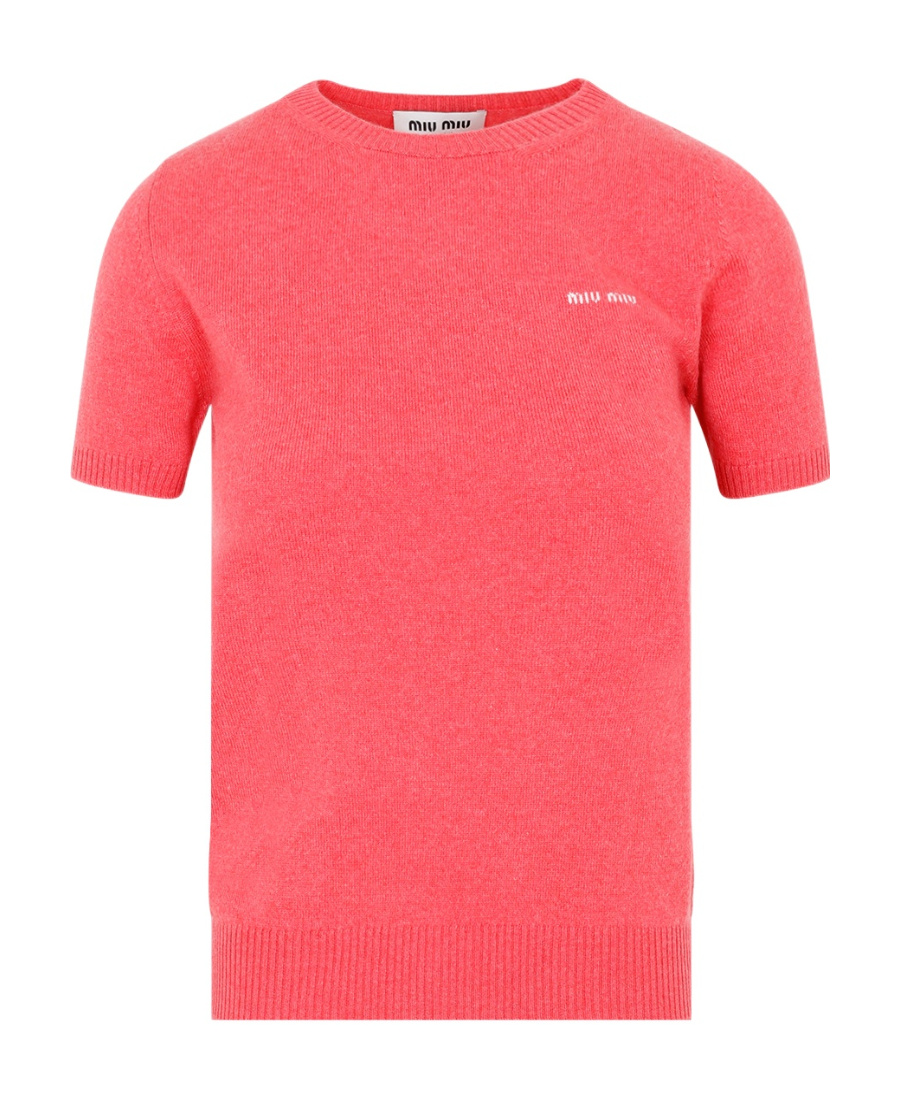Miu Miu Cashmere Round Neck Sweater In Pink