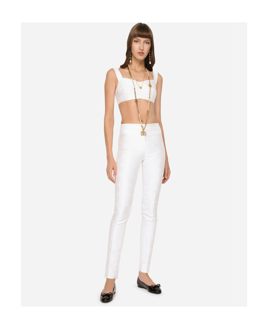 Dolce & Gabbana Jacquard Corset With All-over Dg Logo In White