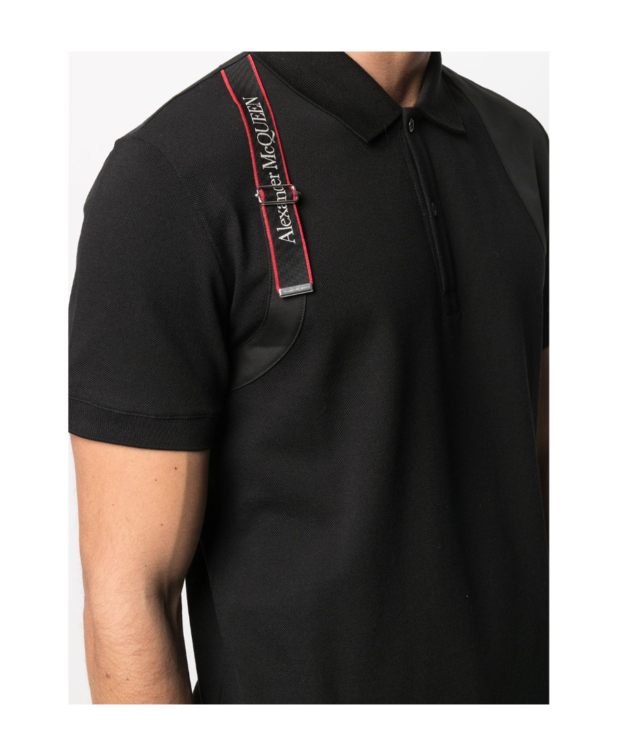 Alexander Mcqueen Shoulder Strap T-shirt In Black