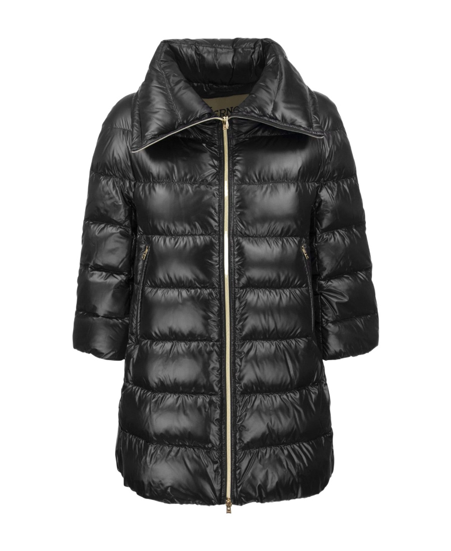 Herno Puffer Front Zipped Coat In Black