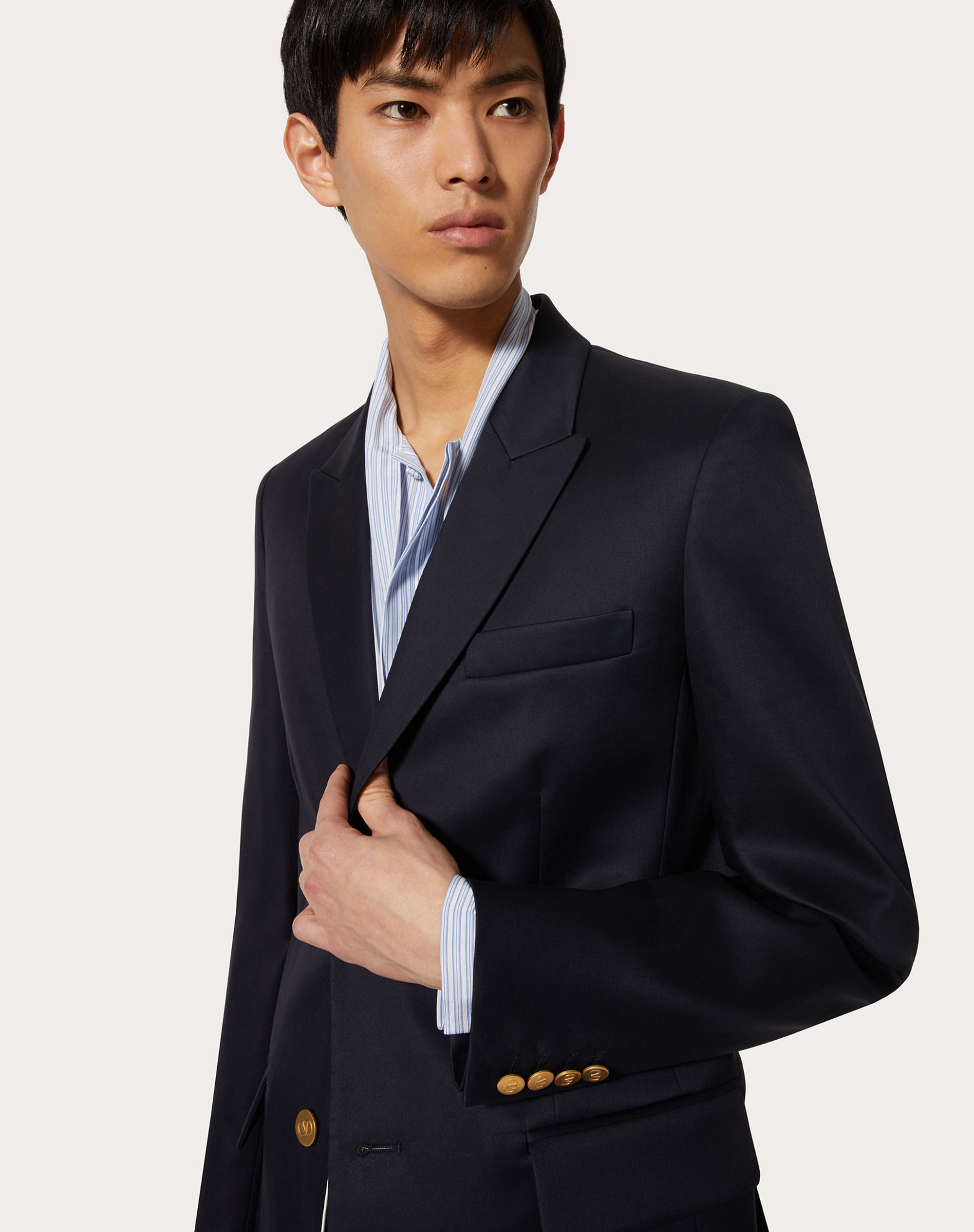 Valentino Men's Cotton Buttoned Blazer In Black