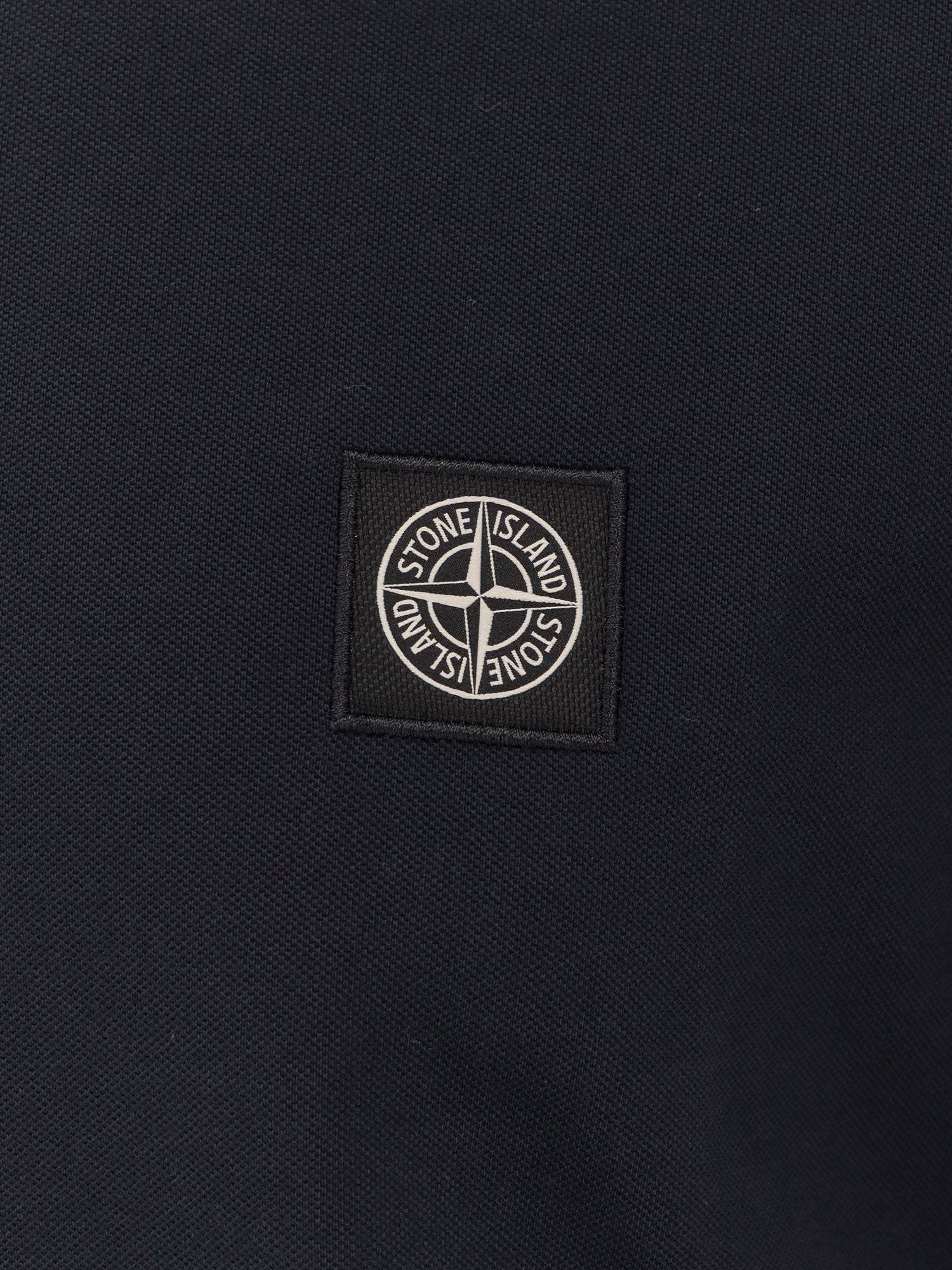 Stone Island Logo Patch Short-sleeved Polo Shirt In Black