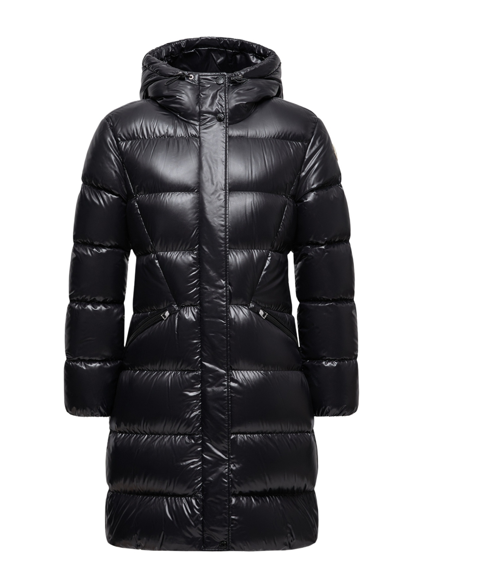 Moncler Long Puffer Jacket With Hood Bellevue In Black