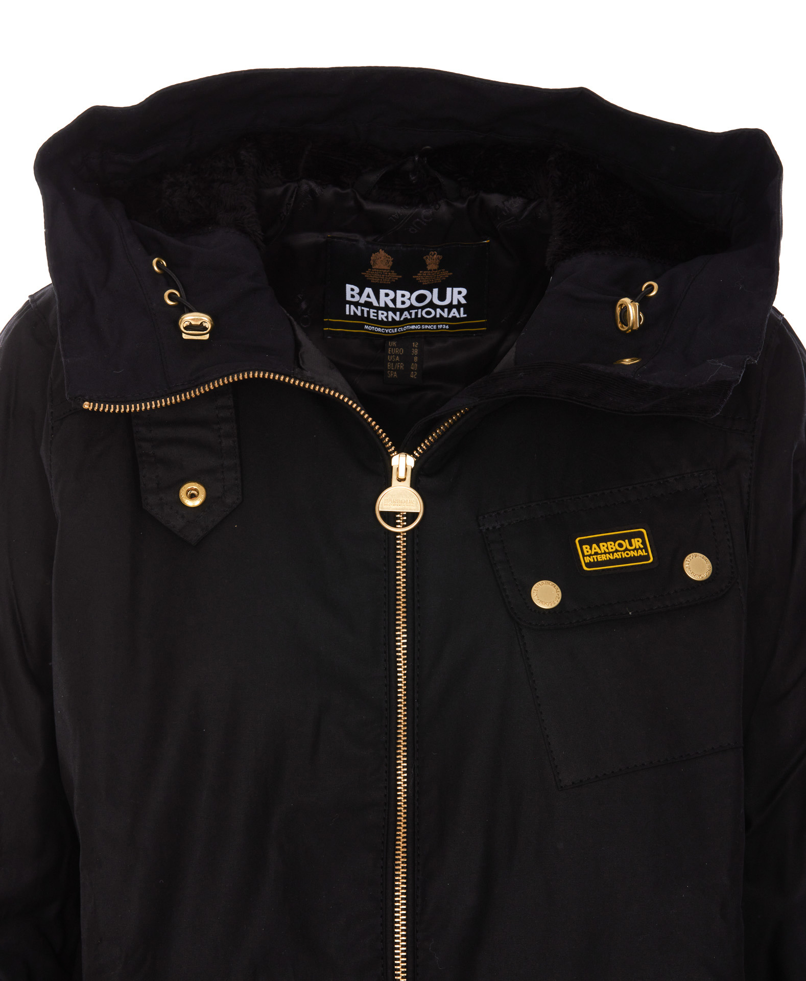 Barbour Monaco Zip-up Hooded Wax Coat In Black