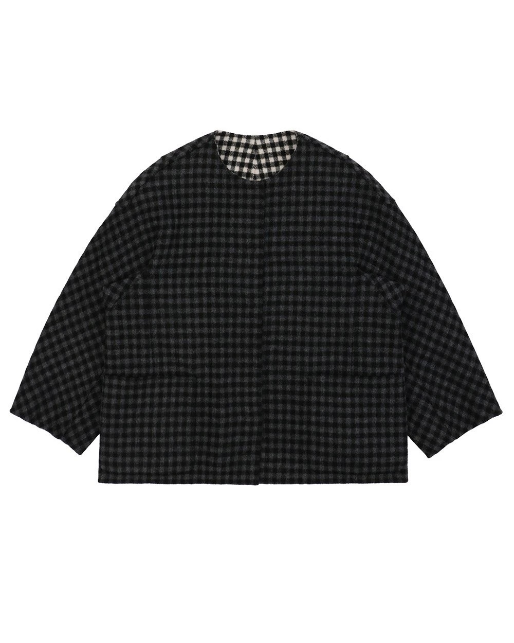 Weekend Max Mara Plaid Double-sided Short Coat In Black