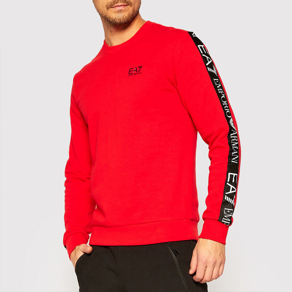 Ea7 Logo Long-sleeved Sweater In Red