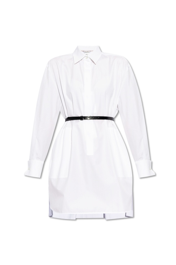 Max Mara Alcade Poplin Oversized Mini Dress Clothing In White