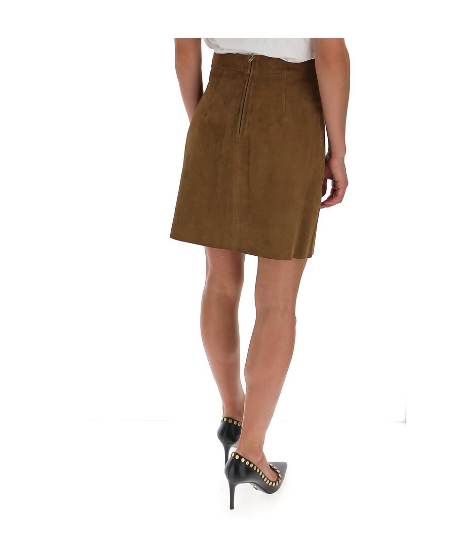Celine Mini Skirt Signature In Suede In Brown