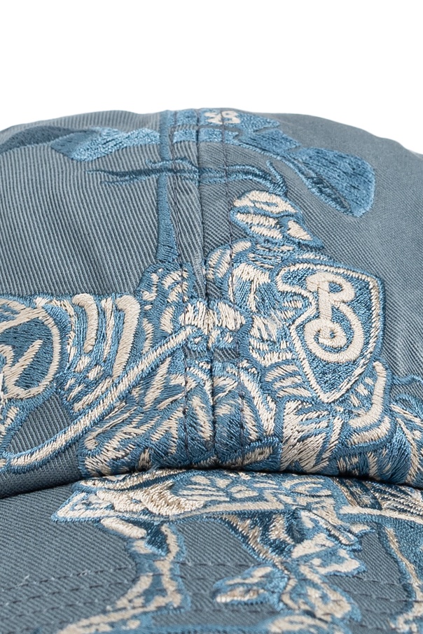 Burberry Equestrian Knight Design Baseball Cap Flood Blue In Gray