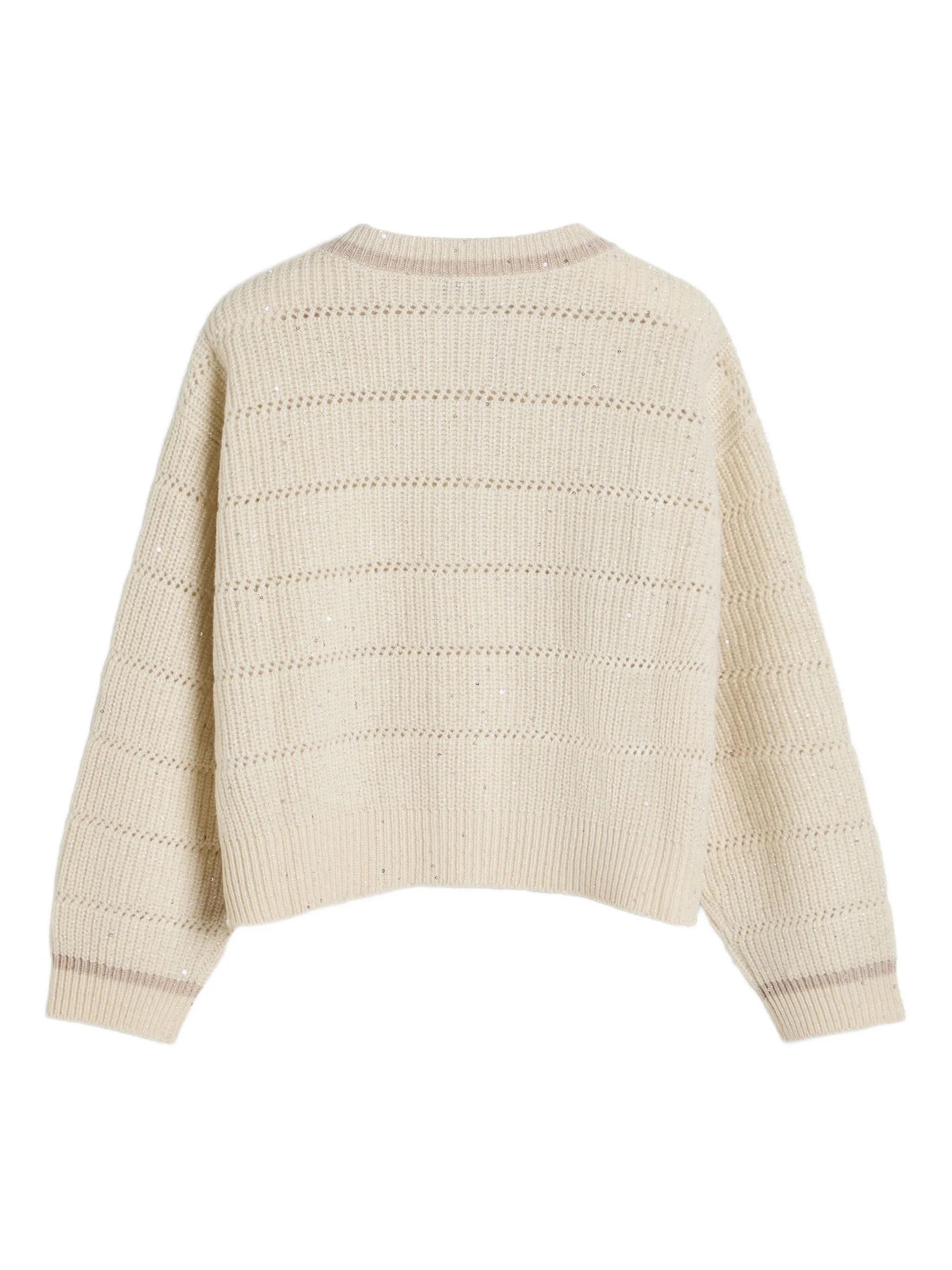 Brunello Cucinelli Sequin-embellished Open-knit Cardigan In Neutral