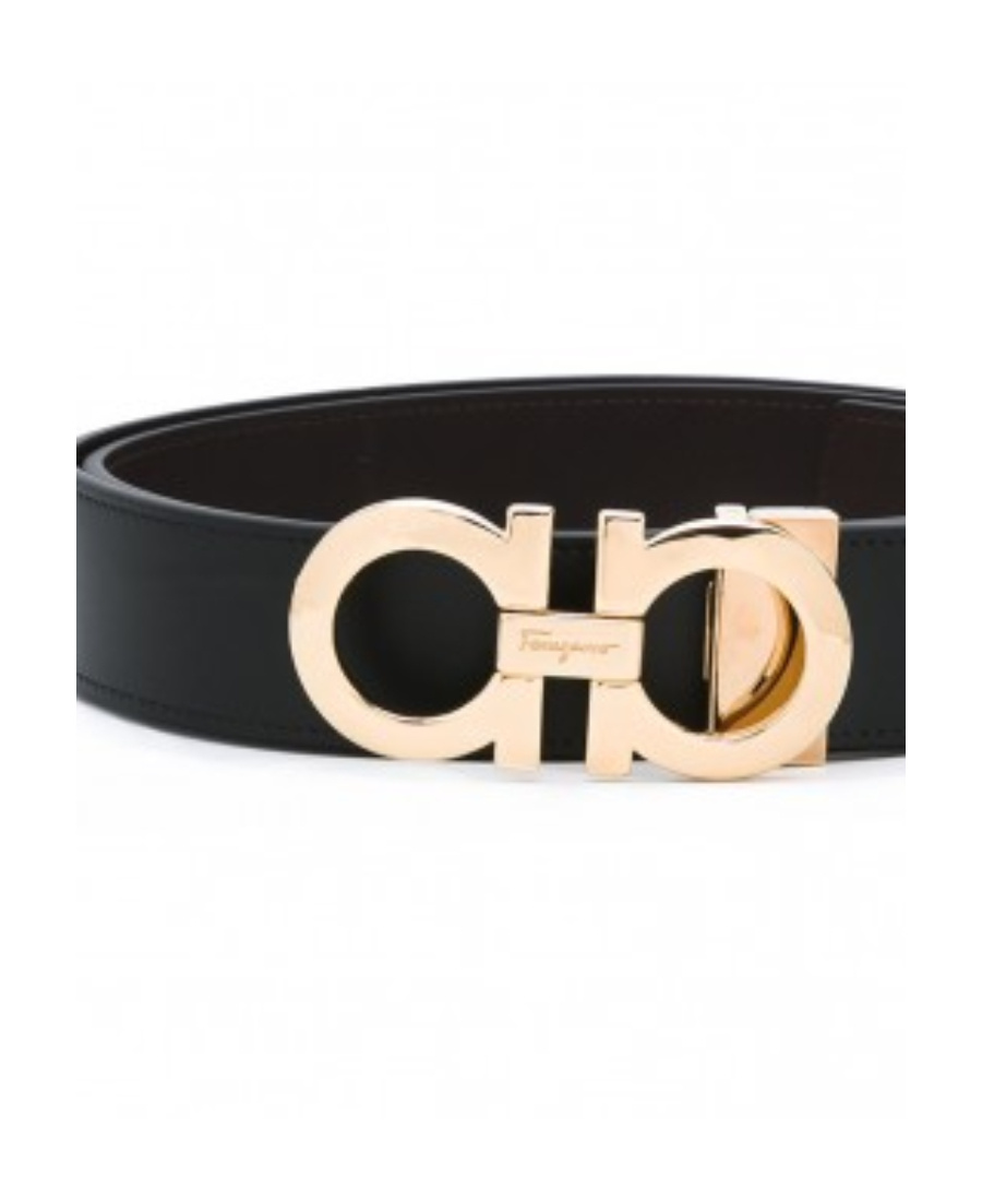 Ferragamo Double-sided Adjustable Gancini Belt In Black