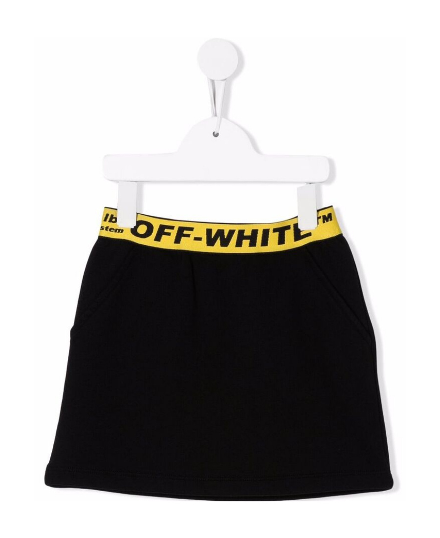 Off-white Logo-waistband Sweat Skirt In Black