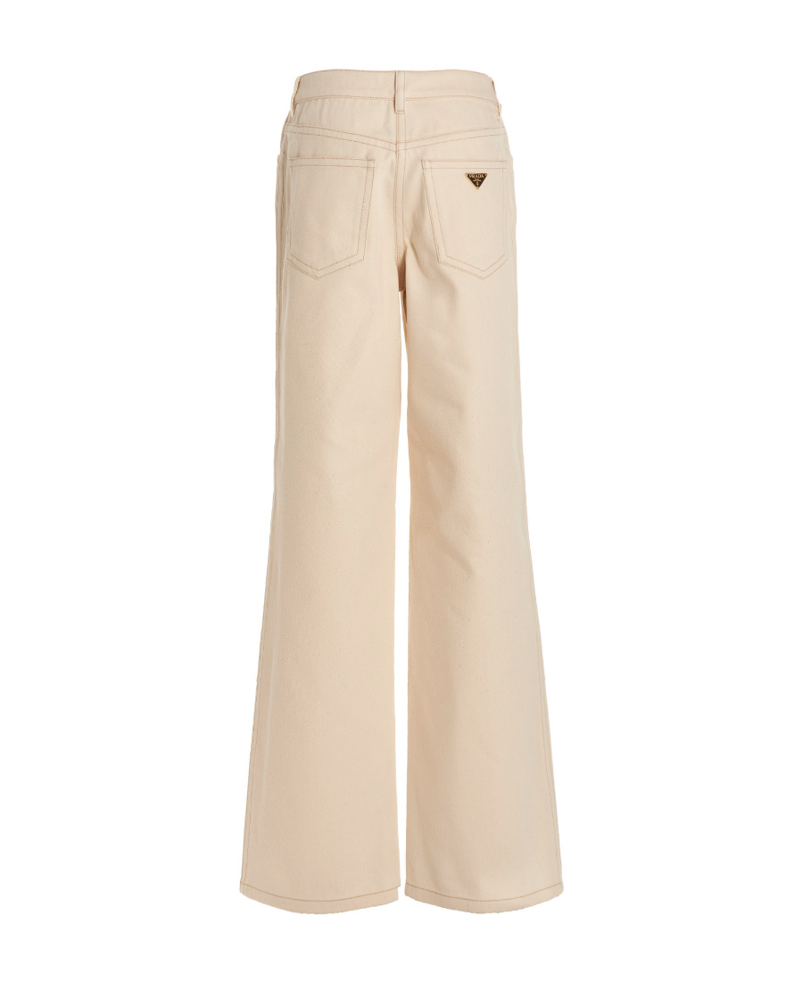 Prada Logo Jeans In Nude