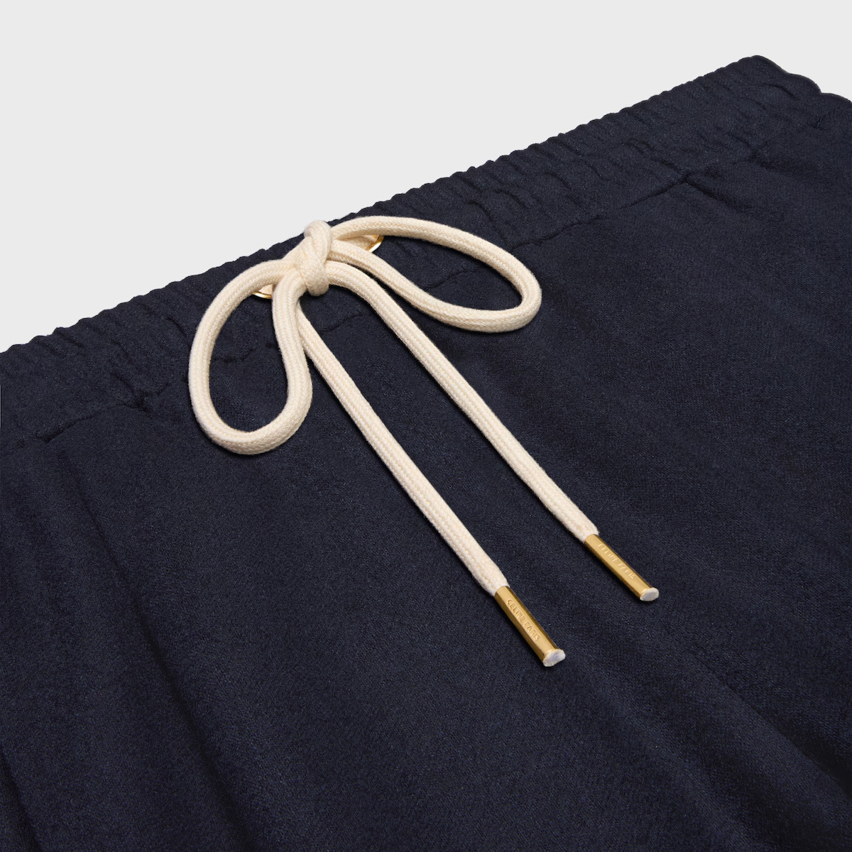 Celine Drawstring Trousers In Cashmere Flannel In Blue