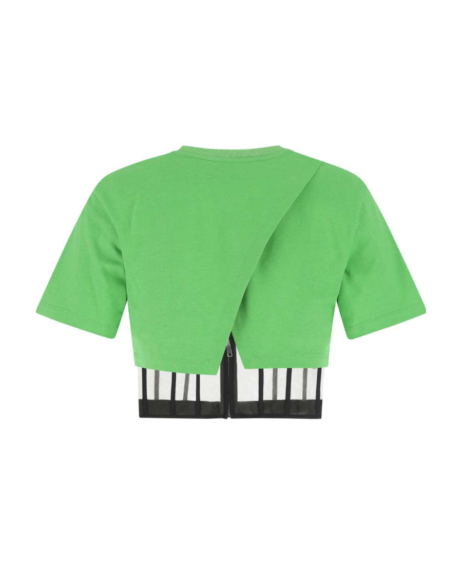 Alexander Mcqueen Cropped Cut-out T-shirt In Green