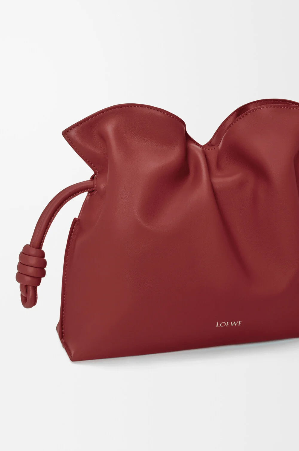 Loewe Knotted Drawstring Bucket Bag In Burgundy