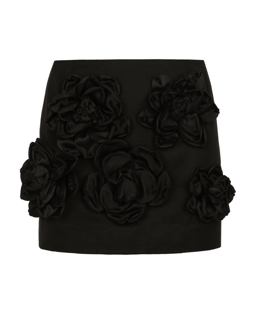 Dolce & Gabbana Ottoman Miniskirt With Flowers In Black