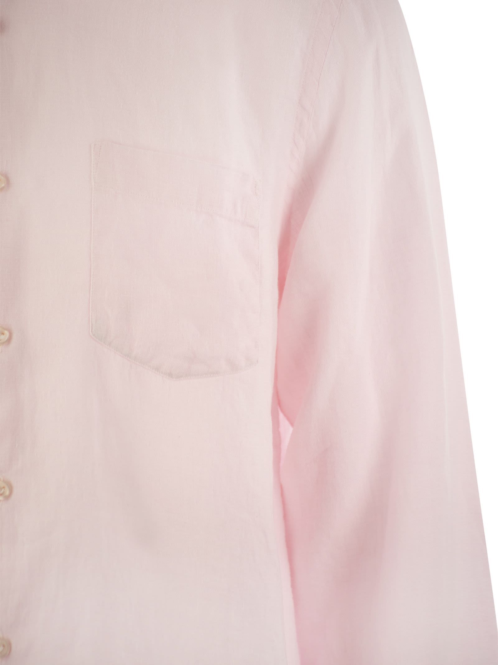 Vilebrequin Caroubis Solid Shirt In Linen In Pink