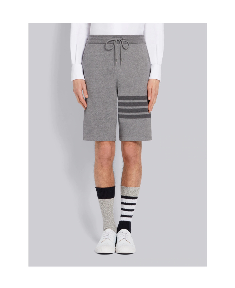 Thom Browne Tonal 4-bar Loopback Track Shorts In Gray