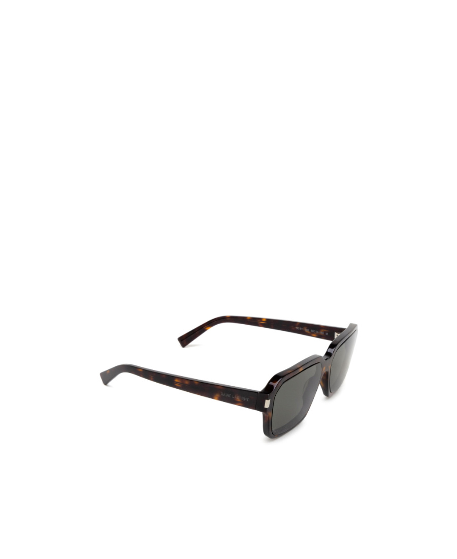 Saint Laurent Tortoiseshell-effect Rectangle-frame Sunglasses In Gray